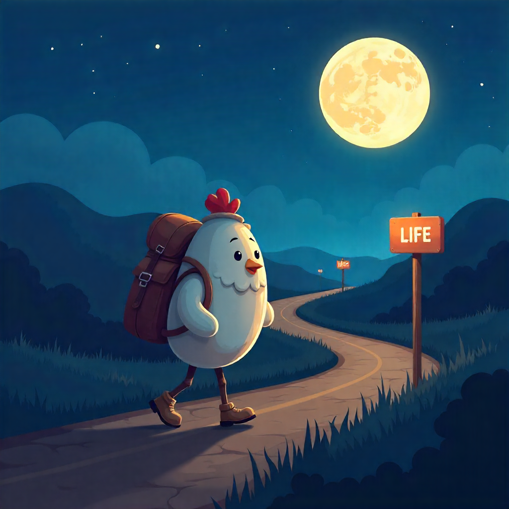 A promotional image celebrating the journey of eggs and chickens along the Chicken Road