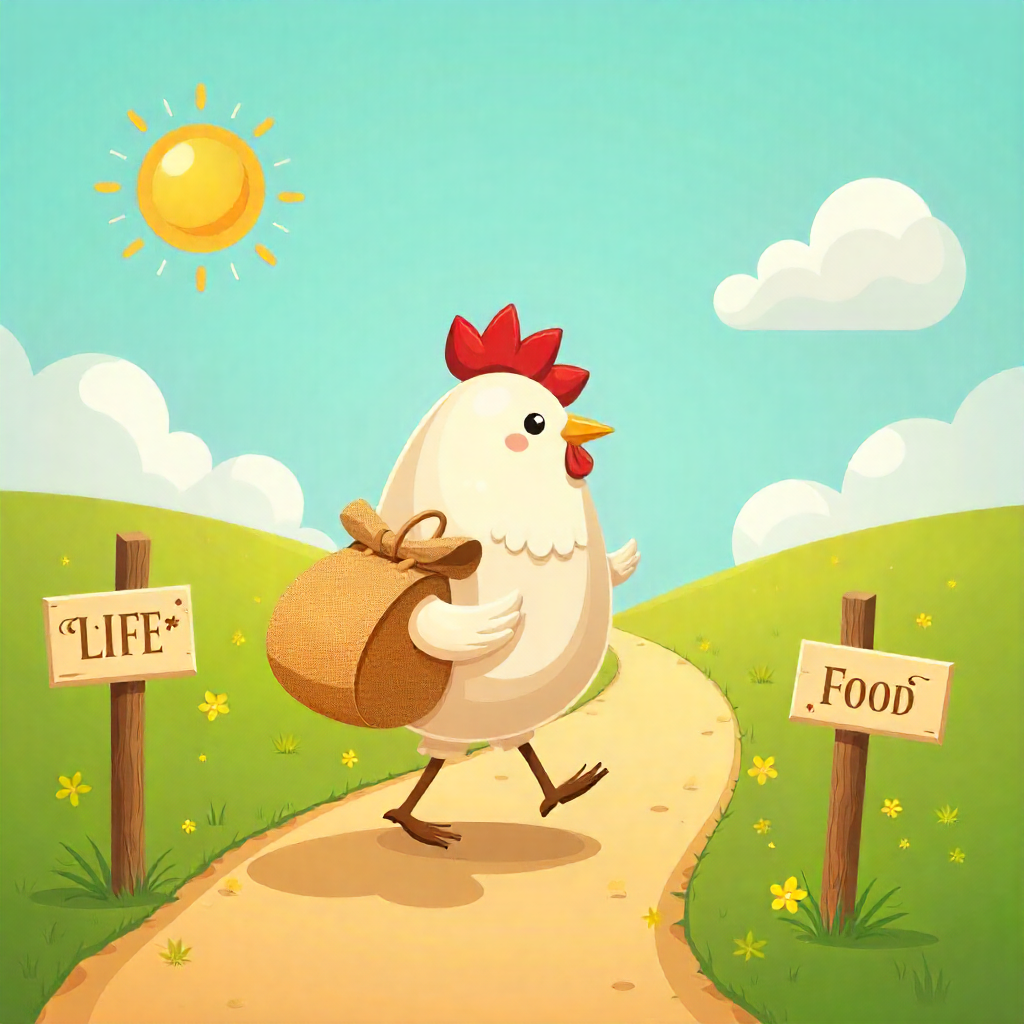 A colorful illustration depicting the journey of an egg along the Chicken Road